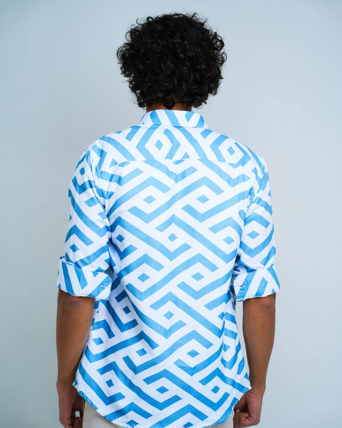 PRINTED COTTON SHIRT GUILD BUSINESS -LIGHT NAVY