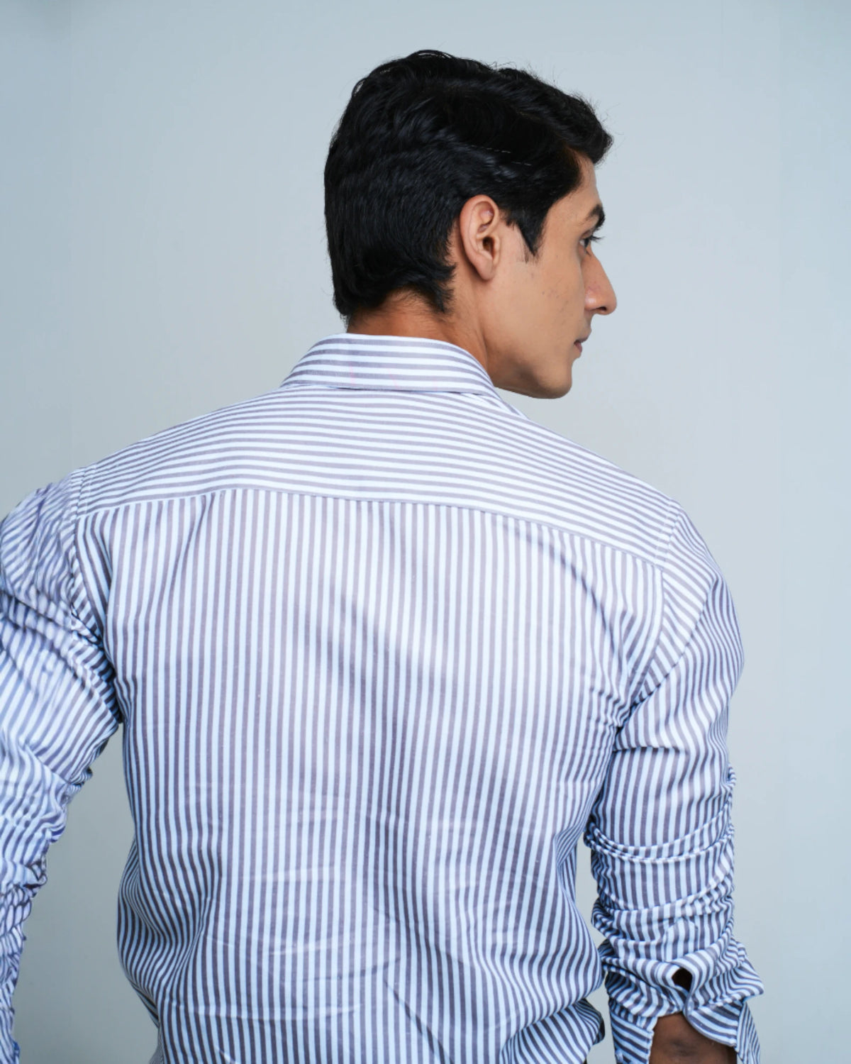 BROWN STRIPED COTTON SHIRT
