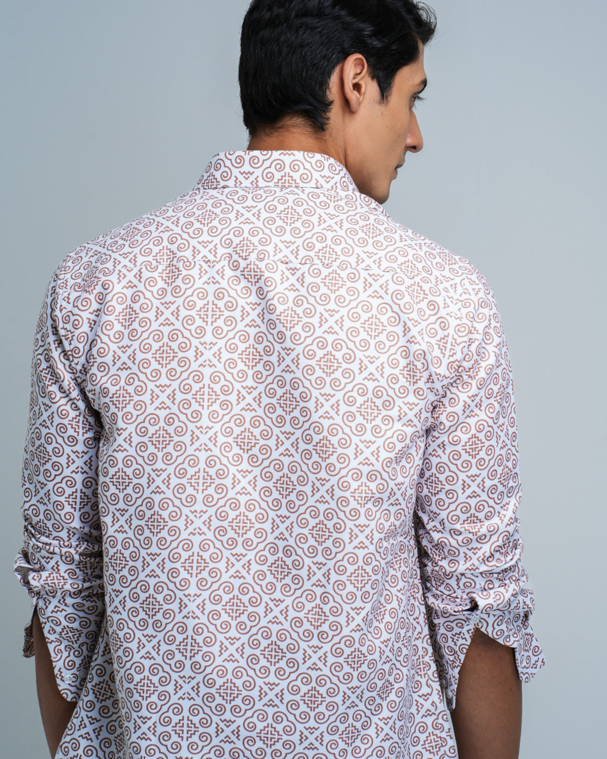 MEN'S ABSTRACT PRINTED COTTON SHIRT