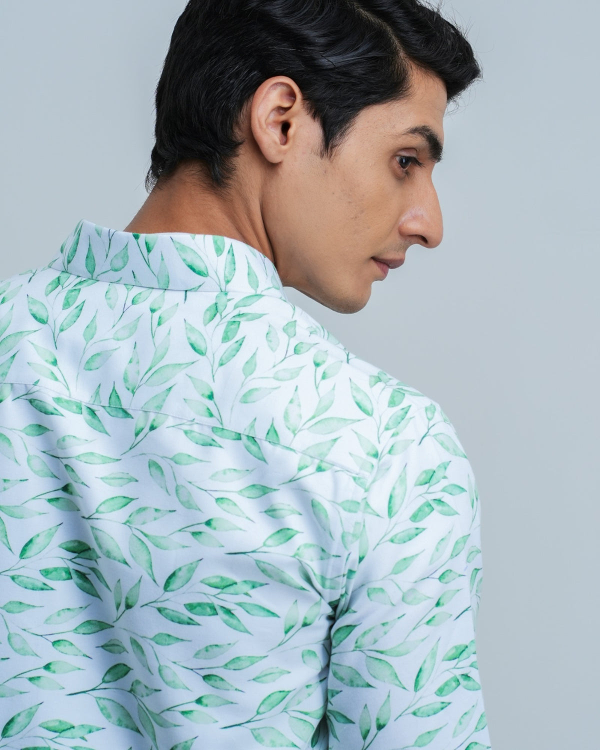 MEN'S LEAFY PRINTED COTTON SHIRT