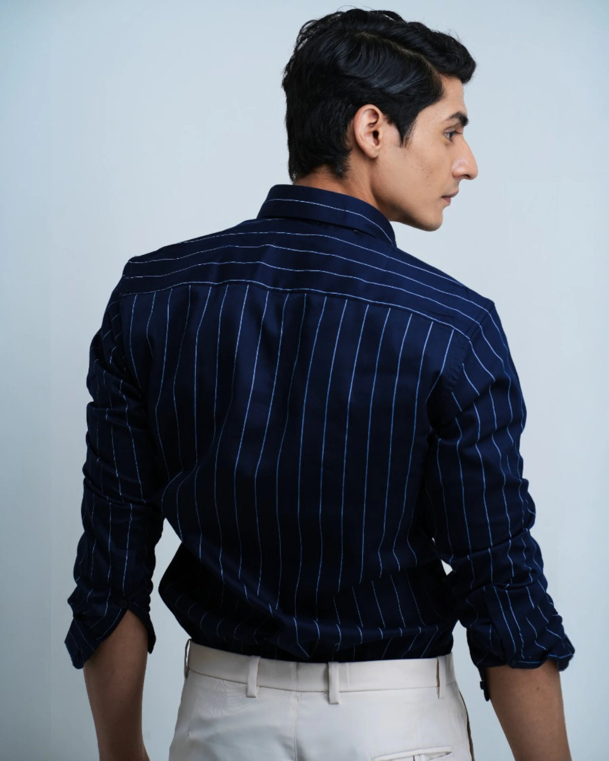 COTTON STRETCH STRIPE SHIRT LIDO - BLUE