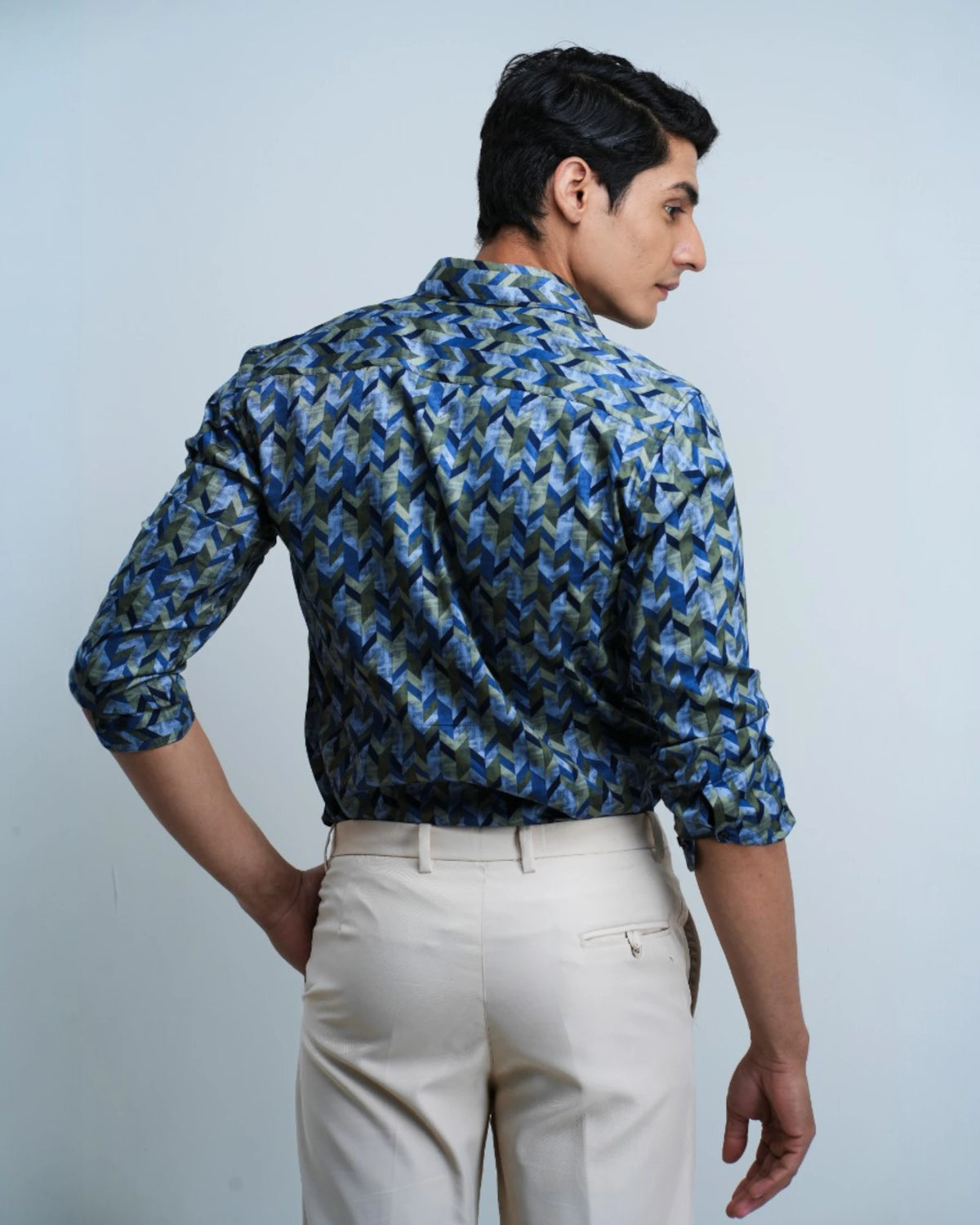 FORMAL PATTERNED SHIRT ARJEY - BLUE/GREEN