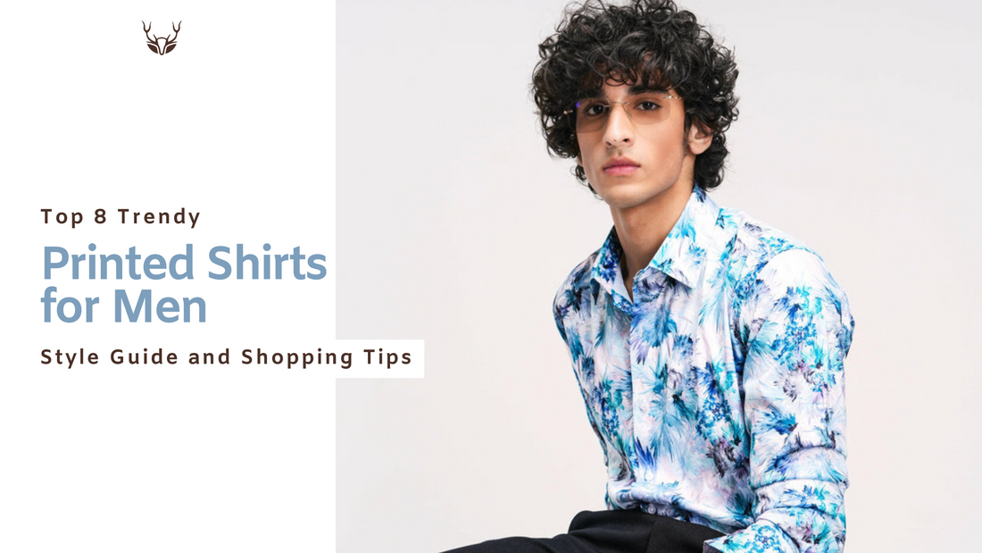 Men wearing trendy printed shirts in various styles and settings