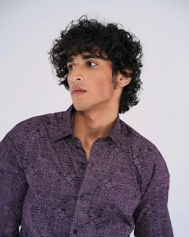 GEOMETRIC PRINT SHIRT BOXEM - PURPLE