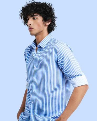 COTTON STRETCH STRIP SHIRT