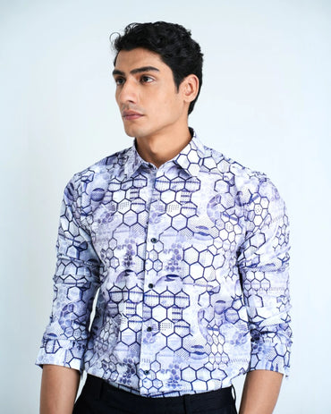 GET BUZZING : HEXAGON PRINT SHIRT