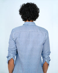 COTTON STRETCH STRIPE SHIRT COLOR- BLACK