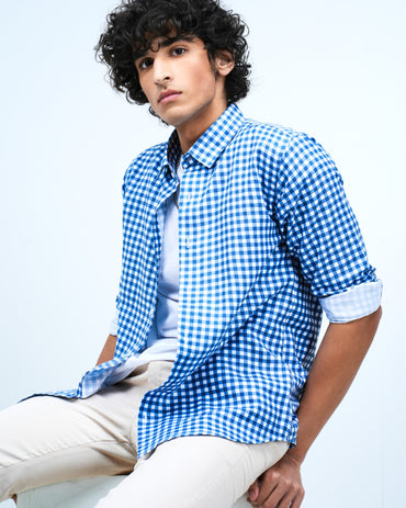 MEN'S CHECKED PRINTED SHIRT