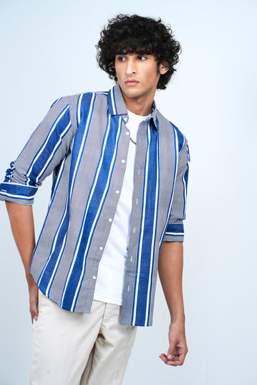 DARK BLUE CABANA STRIPE SHIRT - Revoltino - Dress to Impress