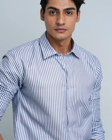 BROWN STRIPED COTTON SHIRT