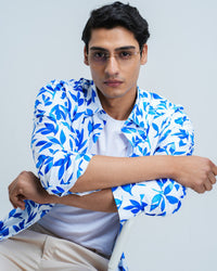 MEN'S LEAFY PRINTED COTTON SHIRT