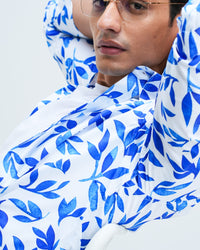 MEN'S LEAFY PRINTED COTTON SHIRT