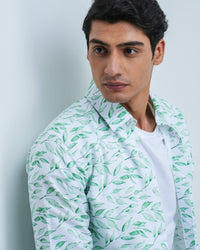 MEN'S LEAFY PRINTED COTTON SHIRT