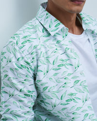 MEN'S LEAFY PRINTED COTTON SHIRT