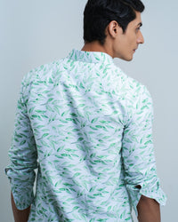 MEN'S LEAFY PRINTED COTTON SHIRT